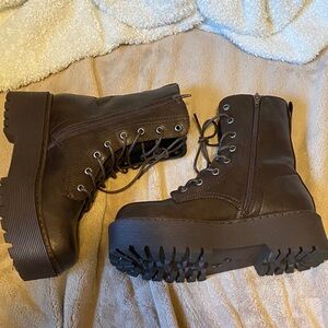 Dolls Kill Renegade Brown Combat Boots